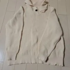 クリーム色 リブ編みセーター ベージュ XL 2L