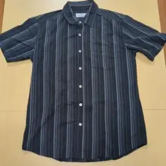 【美品】半袖シャツ M 黒ストライプ