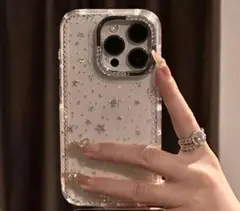 iPhone16 Pro ケース クリア 星 ラメ キラキラ 透明 韓国風