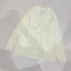 洗える✨グリーンレーベルリラクシング　パール　Ｖネックカーディガン　白