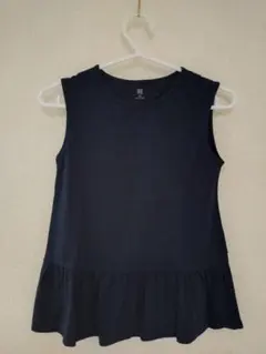 UNIQLO ノースリーブ ペプラム トップス ネイビー 140のサムネイル