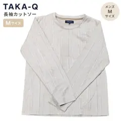 TAKA-Q 長袖カットソー M メンズ ベージュ ストライプ柄のサムネイル