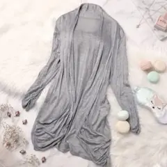 美品 PINORE ピノーレ 薄手 ニット ロングカーディガン グレー 【M】のサムネイル