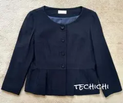 Techichi美品ノーカラーフレアジャケットMネイビー卒園入学式フォーマル上品