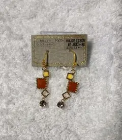 幾何学模様 オレンジ・イエローピアス スワロフスキー 【新品未使用】