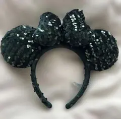 ディズニー カチューシャ ミニー グリーン スパンコール ベロア