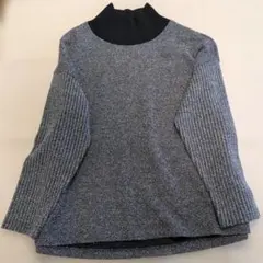 ロブジェ　グレーとブラックのタートルネックニット LOBJIE　Lサイズ