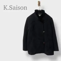 【K.Saison】ウールコート　アンゴラ　ミドル丈　ファー襟　ヌートリア　上品