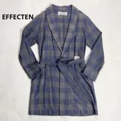 極美品 エフェクテン ブロックチェック ガウンコート M相当 ブルー×グレーのサムネイル