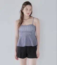 ハイウエストシンプルショートパンツ ブラック Lのサムネイル