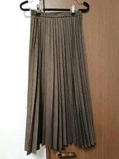 【UNIQLO】アコーディオンプリーツロングスカート ブラウンチェック Sサイズ