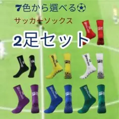 サッカーソックス 2足セット 滑り止め付　色変更可