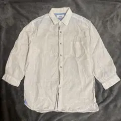 NOLLEY’S リネン100% 7分袖シャツ XL 白 トリコロール 麻のサムネイル