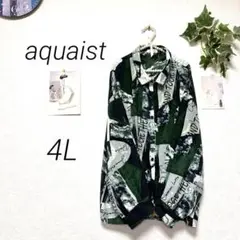 9784-1 アクアイスト aquaist 総柄シャツ 4L 大きいサイズ