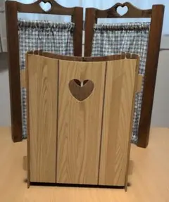 ごみ箱　ダストBOX　カントリー　木製 ハート型切り抜き 簡易組立式のサムネイル