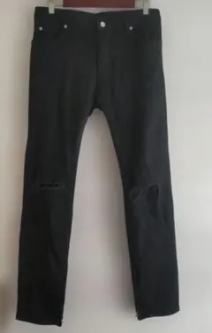 SHIPS 裾ジップダメージ加工ストレッチスキニーデニムパンツ シップス