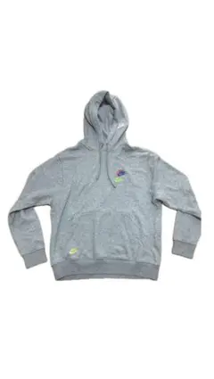 NIKE 刺繍 パーカー グレー メンズS ナイキ スウェット フーディ