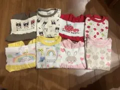 【薄手生地春先おすすめ！】カラフルベビーパジャマセット4点まとめ売り