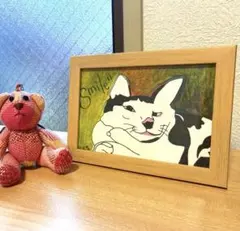 笑顔 障害者アート オリジナル原画 ハガキサイズ 発達障害 精神障害