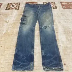 Johnbull デニム カーゴパンツ ダメージ加工のサムネイル