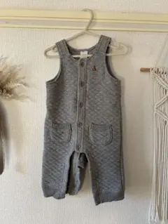 【babyGap】ボタン付きロンパース 70 9-12ヶ月 グレーオーバーオール