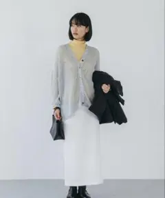 mizuiro ind メッシュカーディガン ライトグレー