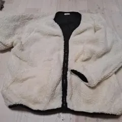クリーム色 フリースジャケット ジップアップ 冬 上着 大きいサイズ