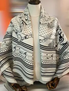 @H10 羊毛 シルク 大判ストール リバーシブル