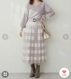 natural couture　チェックジャガード2WAYニットワンピース