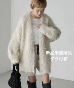 ぷ*❁様 forksy. モンスターシャギーニットルーズVネックカーディガン ア