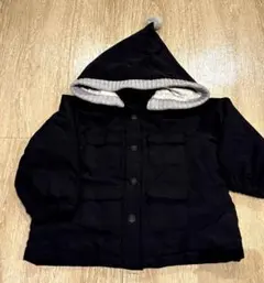 90 シンプル　ブラック　フード付きアウター