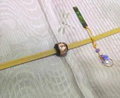 〈117〉帯揚げ、三分紐、帯留め、根付けの４点セット