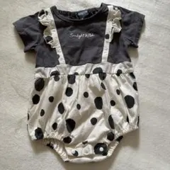 水玉 半袖 ロンパース 80