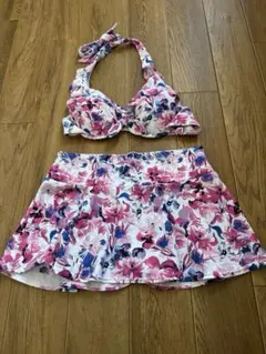 フラワープリント セパレート水着 ピンク花柄3点セット