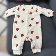 ハート柄もこもこロンパース 70