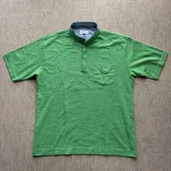 美品 エレメントオブシンプルライフ スタンドカラー ポロシャツ 緑 L