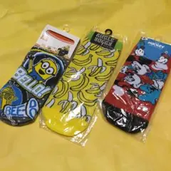 レディースソックス　靴下　3足セット　ディズニー　ミッキー　USJ ミニオンズ