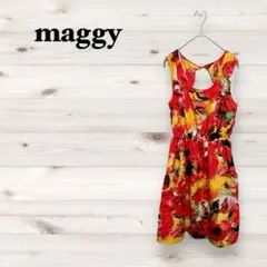 銀座マギー ノースリーブワンピース ドレス 総柄 派手 昭和レトロ キレイめ 夏