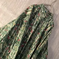 ヴィンテージ 総柄 ヨーロピアン デザインシャツ 個性派 Lサイズ グリーン