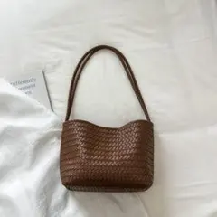 メッシュ編み ショルダーバッグ ブラウンのサムネイル