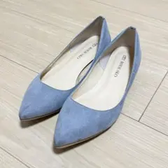 グレー スエード ポインテッドトゥ パンプス