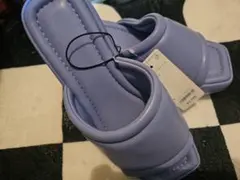 売り切り⋆͛‪‪⋆͛GU パープル 合成皮革厚底ミュール