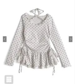 GRL ドット柄ホルターネックレースドロストトップス sm377