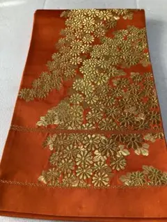 正絹 鮮やかな金糸菊模袋帯