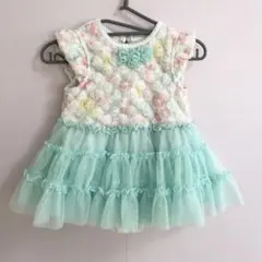 ベビードレス ピンクとミントグリーン 花柄