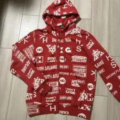 最終値下げHYSTERIC GLAMOUR 総柄ジップアップパーカー赤ヒスガール