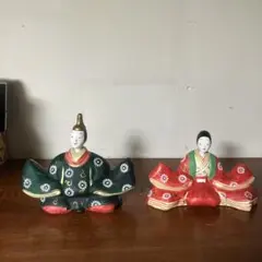 206B 古い花巻人形 4体 土人形 天神様 鯛担ぎ 神酒 兵隊 高さ9.5