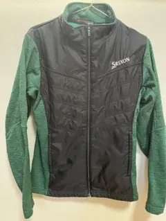 Srixon メンズ　素材切替フリース裏地長袖ジャケット M ブラック/グリーン