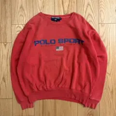 90s POLO SPORT ポロスポーツスウェット赤星条旗短丈M 希少 香港製