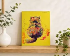 カラフルなハリネズミの原画　絵画　27.3×22cm キャンバス　現代アート カラフルなハリネズミの原画 27.3×22cmキャンバス 現代アート 絵画
